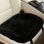OGLAND 20 inchs Fluffy Genuine Australia Sheepskin Car Seat Cover for Auto Interior Accessories with Soft Fuzzy Wool Natural Fur Non-Slip (Black, Front 20 * 20inchs)