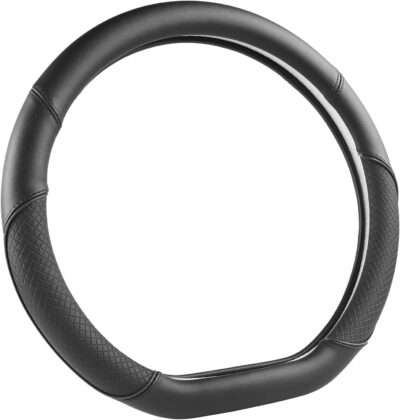 GIANT PANDA D Shape Steering Wheel Cover for Nissan Rogue Kicks - Auto Car Steering Wheel Cover Customized for Nissan Altima Sentra(Black+Black Line-D-Shaped) - Image 7