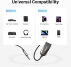 UGREEN Aux to Bluetooth 6.0 Adapter 3.5mm Bluetooth Receiver for Car USB 2.0 to 3.5mm Jack Kit with Built-in Microphone Aux Input for Hands-Free Calls Compatible with Car Speaker and Home Audio - Image 5