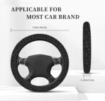 Black Leopard Print Cheetah Elastic Steering Wheel Cover, Non-Slip Breathable Neoprene Steering Wheel Covers, Women Leopard Car Accessories, Universal 15 Inch Fit Auto, Suvs, Truck - Image 4