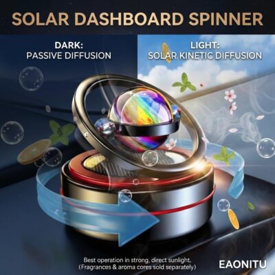 Solar Dashboard Spinner, Sun Powered Kinetic Car Decoration Diffuser, Space Theme Automotive Accessories, Spring Birthday Gift Exchange, Fragrance & Aroma Cores Sold Separately (Solarium Black) - Image 5