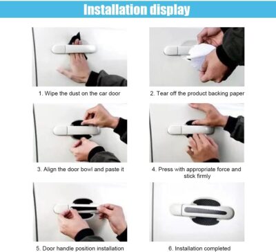 8PCS Car Door Handle Scratch Protectors, Carbon Fiber Car Door Handle Bowl Sticker, Universal Auto Doors Handles Paint Guard Cover, Doors Handles Cup Protective Film for Cars (Black) - Image 8