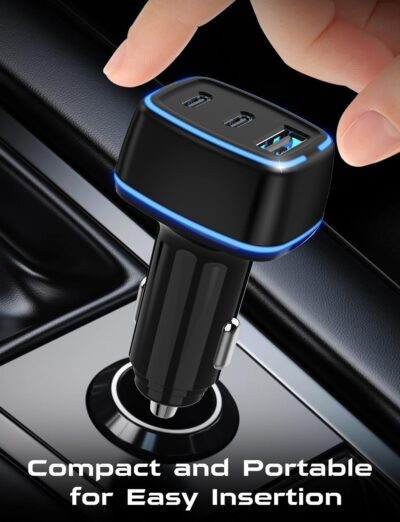 USB C Car Charger, 3 Port PD Super Mini Cigarette Lighter Adapter, 2Pack USB-C & A Fast Car Charging for iPhone 16/15 Pro Max, Galaxy S25/S24, iPad, Pixel, Android Phones,Travel Essentials for Men - Image 6