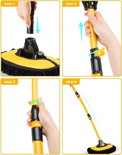 Car Wash Brush, with Extendable Extra-Long Handles & Scratch-Free Bristles, Car Washing Kit Makes Your Car Shine Like New - Image 3
