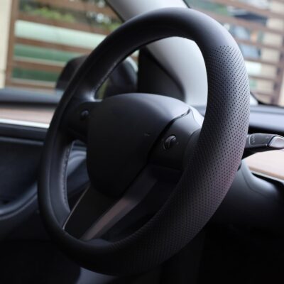 XHRING Car Steering Wheel Cover for Tesla Model 3/Y 2016-2025 2026 Juniper/Highland Accessories, Premium Leather Steering Wheel Protector with Anti-Slip Lining for Model 3/Y, Black - Image 5