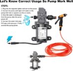Portable Intelligent Electric Pressure Washer Pump 100W 160 PSI 12V Portable Pressure Powerful Washing Kit with 21.3 Feet PVC Hose for Home, Car, Garden, Projects (100 W-Black Hose) - Image 6