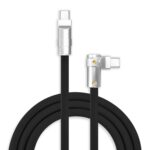 chubbycable FlexElbow 90 Degree 240W Fast Charging Cable Right Angle USB C Cable Silicone Charging Cord Compatible with iPhone 17-15 Series iPad, Black, Type-C to Type-C, 4.9FT