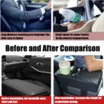 Supin Car Armrest Cushion - Multifunctional Faux Leather Armrest Cushion with Cup Holder, Phone Storage, and Ergonomic Design for All Seasons (BLack) - Image 3