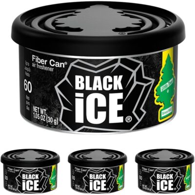 LITTLE TREES Car Air Freshener | Fiber Can Provides Long Lasting Scent for Auto or Home | Recycled Fiber | Black Ice, 4 Air Fresheners - Image 2