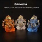 Indian God Lord Ganesha Statue,Transparent Lmitation Glass Hindu Elephant Statue Ganpati Idol Buddha Sculptures,Hindu Gift,Home Temple Mandir Meditation Yoga Room Decor 5.5" - Image 7
