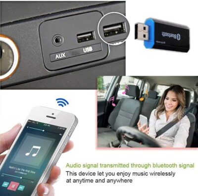 USB Bluetooth Car Adapter,Wireless Audio Adapter Music Receiver for Home,Car Stereo Sound System,Portable Speskers (Aux in) with 3.5mm Cable(Yet-M1) - Image 2