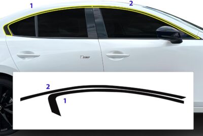BOGAR TECH DESIGNS for Mazda 3 Sedan 2019-2026 Side Window Chrome Delete – Precut Vinyl Trim Overlay, Gloss Black Blackout Appearance - Image 7