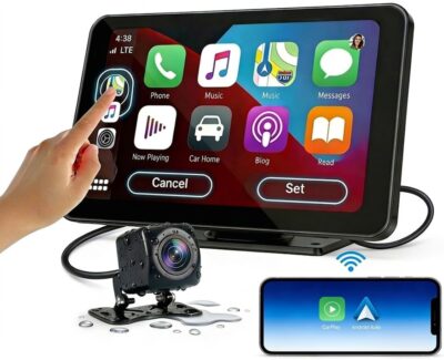Portable Carplay Screen for Car, 7" HD Touchscreen for Car with Backup Camera/Mirror Link/Bluetooth/Voice Control/GPS/AUX/FM Satellite Radio for All Vehicles. - Image 9