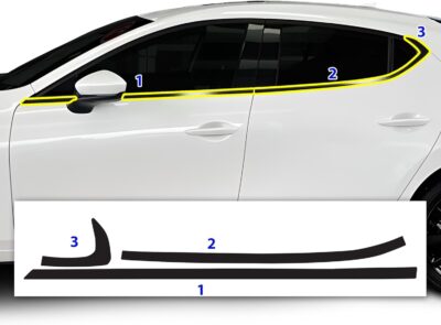 BOGAR TECH DESIGNS for Mazda 3 Hatchback 2019-2026 Side Window Chrome Delete – Precut Vinyl Trim Overlay, Gloss Black Blackout Appearance - Image 7