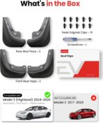 REEVAA 2026 Tesla Model 3 Highland Accessories - Mud Flaps [Protect Paint, No Drilling Required] All-Weather Splash Guard Body Kits for Model 3 Highland 2024-2026, Black (Set of 4) - Image 8