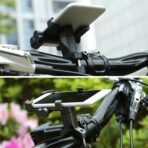 Adjustable Bike Phone Holder Motorcycle Handlebar Mount Aluminum Alloy Black Multifunctional Waterproof Phone Mount for Cycling and Motorcycles - Image 5