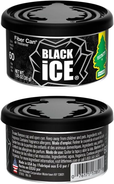 LITTLE TREES Car Air Freshener | Fiber Can Provides Long Lasting Scent for Auto or Home | Recycled Fiber | Black Ice, 4 Air Fresheners - Image 3