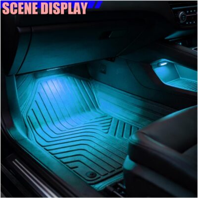 Car LED Strip Light, 12V 24 LED RGB Neon Car Interior Atmosphere Lights with Cigarette Lighter, Auto Under Dash Ambient Night Light Decorative Lamp for Sedan Truck SUV(Ice Blue-Cigar Lighter) - Image 3