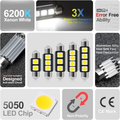 nsautolighting 6pcs LED Interior Lights Bulb Kit for Jee'p Wrangler TJ 1997 1998 1999 2000 2001 2002 2003 2004 2005 2006 Dome Footwell Lights Super Bright 6000K White LED Interior Bulbs + Install Tool - Image 8