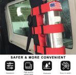 Fire Extinguisher Holder, Adjustable Extinguisher Fixed Belt with American Flag Pattern, Roll Bar Fire Extinguisher Mount Strap Bracket for Wrangler JK JKU TJ CJ Gladiator (Red) - Image 4
