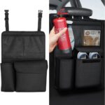 HZEL Car Trunk Organizer, Detachable Vehicle Backseat Storage Bag with 4 Compartments, Large Capacity Back Seat Organization Hanger with Lids, Space Saving Universal Automotive Accessories