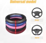 Moly Magnolia Carbon Fiber Steering Wheel Cover, Universal 15 inch Breathable Anti Slip, Fit Most Cars, Trucks, SUV (Carbon Fiber Coffee) - Image 2