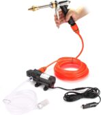 Car Washer Kit,100W Electrical Car Wash Pump Portable High Pressure 12V130PSI Car Washer Kit with Cigarette Lighter Adapter for Car, Garden, Pets Cleaning, Automatic On/Off Switch