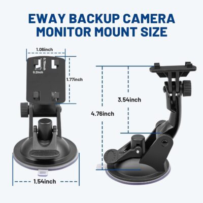 EWAY 4-Hole Direct Fit Suction Cup Mount for Backup Camera 4.3"/5" Monitor, Knob-Lock Adjustable Dashboard Windshield Monitor Mounting Bracket Holder for Car Rear View Camera Screen Display Stand - Image 8