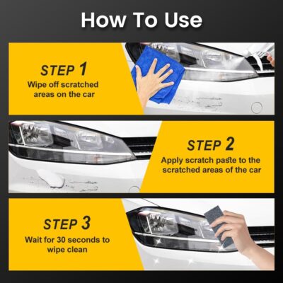 Car Scratch Remover Wax, 2026 New Car Scratch Repair with Sponge and Cloth, Multi-purpose Paint Scratch Remover for Car Detailing, Easy to Use Car Scratch Repair Kit for Drivers(1PCS) - Image 6