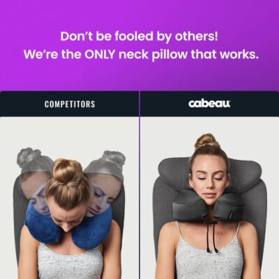 Cabeau Evolution S3 Travel Pillow - Memory Foam Neck Pillow for Airplane and Long Flights with Seat Straps for Head and Neck Support, 360 Degree Support (Steel Grey) - Image 7
