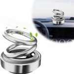 Solar Rotating Car Air Freshener, Double Ring Solar Energy Car Dashboard Decoration Perfume Holder, Rotating Aromatherapy Diffuser Ornament for Car Home, Car Accessories (Silver)