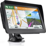 GPS Navigator for Car 7-inch HD Touch Screen Voice Turn Alert Speed Limit Red Light Alert Truck Car GPS Navigation with pre-Installed North American maps and Free Lifetime Updates.