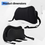 Lumbar Support Pillow for Car, Memory Foam Back Cushion Provides Lumbar Support to Relieve Back Pain, Ideal for Driving Cars and Office Chairs as a Back Support Pillow (Black) - Image 2