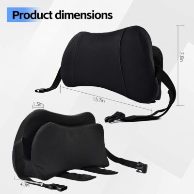 Lumbar Support Pillow for Car, Memory Foam Back Cushion Provides Lumbar Support to Relieve Back Pain, Ideal for Driving Cars and Office Chairs as a Back Support Pillow (Black) - Image 2