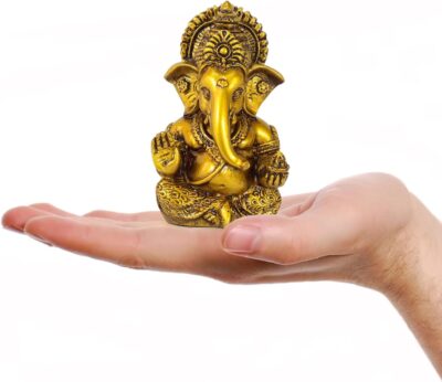 TIED RIBBONS Ganesh Statue for Car Dashboard | Resin, 3.7 inch | Gold Ganesha Statue for Home, Office, Desk, Pooja | Baby Ganesha Statues | Pongal Decorations | Indian Decor - Image 3