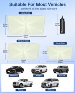 helloleiboo Car Windshield Sun Shade Umbrella 57" x 32", Windshield Sun Shade Foldable with 5-Layer Thickened Vinyl Coating Reflective Heat & UV Protection Fits Most Sedans & Compact SUVs - Image 6