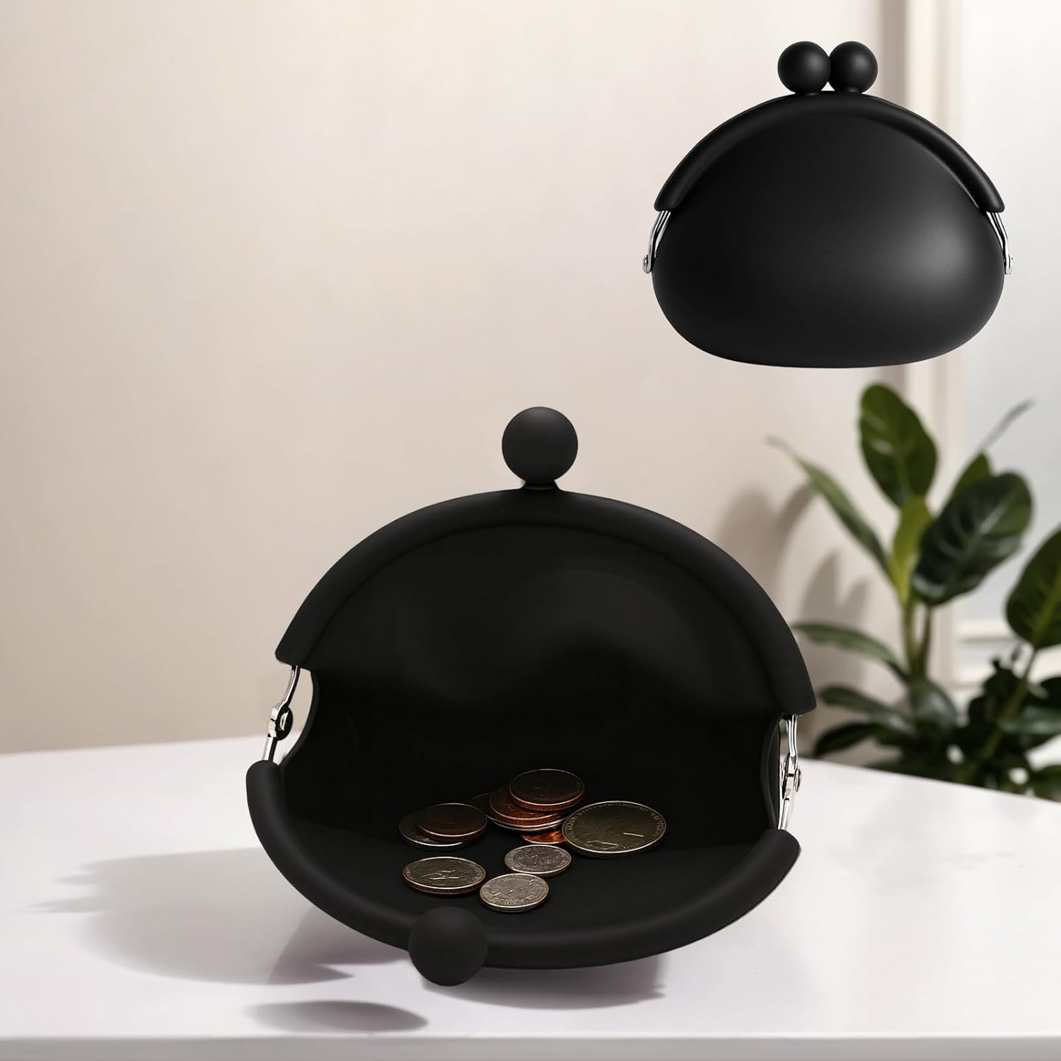 61J1W45HBNL._AC_SL1500_.jpg Silicone Coin Purse - Mini Waterproof Change Pouch with Kiss Lock, Cute Small Wallet for Keys/Lipstick/Earphones, Daily/Travel/Car Essential - Image 1