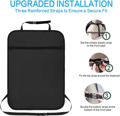 Premium Backseat Organizer for Kids 2 Pack, Heavy Duty Waterproof and Stain Resistant Kick Mats Back Seat Protector, Durable Backseat Car Organizer with Tablet Holder+Storage Pockets - Image 5