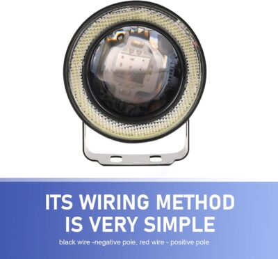 2 PCS Car Angel Eye LED Fog Light, Super Bright Len Spotlight with 3" COB Aperture, Waterproof Anti-vibration Fish Eye Bulb Assembly, Universal Modified Daytime Running Light for Cars (White) - Image 4