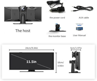 Largest 11.5"Wireless Apple CarPlay Screen for Car–Portable Carplay & Android Auto Touchscreen Car Stereo with App Control, 4K Dash Cam, Backup Camera, GPS, Mirror Link, Voice Control,for All Vehicles - Image 8
