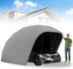 Heavy Duty Carport, Semi-Automatic Retractable Garage, Stainless Steel Folding Car Port, Portable Outdoor Car Tent, for Parking Lot, Yard, Garden, Grey, All Weather Proof, 5.5 * 2.5 * 2.3m