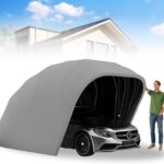 Heavy Duty Carport, Semi-Automatic Retractable Garage, Stainless Steel Folding Car Port, Portable Outdoor Car Tent, for Parking Lot, Yard, Garden, Grey, All Weather Proof, 5.5 * 2.5 * 2.3m
