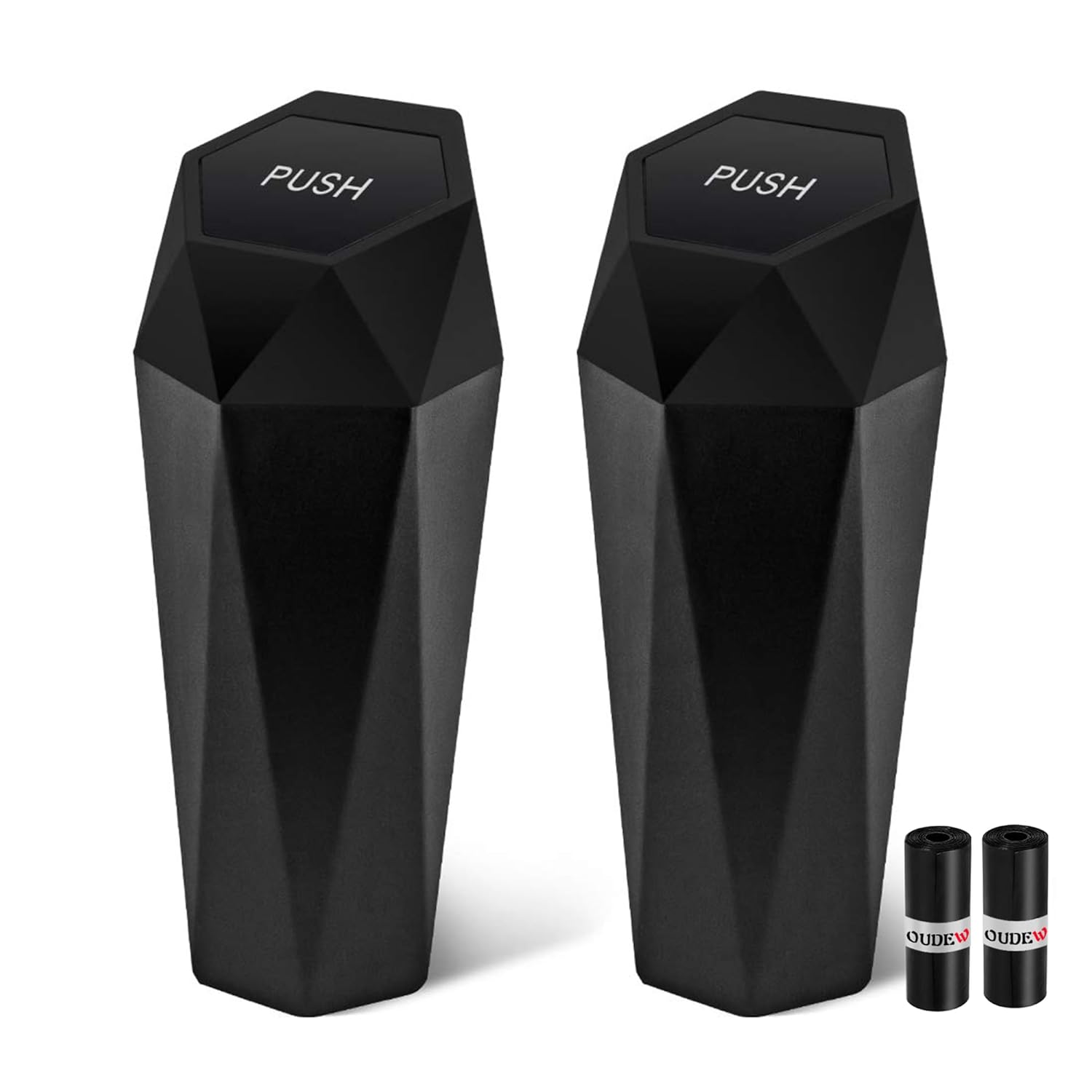 61JOtoHxFL._SL1500_.jpg Car Trash Can with Lid - 2-Pack, Interior Accessories for Vehicles, Leakproof Garbage Can with 30 Detachable Trash Bags, Multipurpose Organizers and Storage Solutions for Home and Office - Image 1