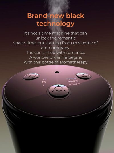 Battery Operated Waterless Diffuser – Portable Scent Machine for Car, Office & Bedroom, Ultrasonic Aroma Mist with 9 Color LED Light, Mini Essential Oil Diffuser Purple Black - Image 6