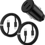 for iPhone 17 16 15 Car Charger Fast Charging, 40W Dual Port USB C Car Charger with 2Pack USB C Cable 3ft,Type C Car Adapter for iPhone 17 Air/ 17 16 15 Pro/Pro Max,iPad Pro,iPad Air 5/4/Mini-Black