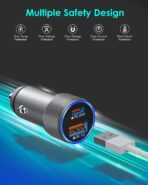 iPhone Car Charger,USB C Fast Car Charger[Apple MFi Certified] Apple Car Charging 38W Dual Port CarCharger Cigarette Lighter Adapter 2x3ft PD&QC 3.0 Lightning Cable for iPhone 14/13/12 Pro/11/Airpods - Image 4