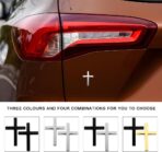 2PCS Metal Jesus Christ Cross Badge Stickers, 2.5"×1.8" Alloy 3D Individual Car Cross Sticker, Self Adhesive Scratch Covering Metal Cross Auto Emblem Decal for Car Body Fender Tail (Silver) - Image 5