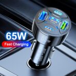 Super Fast Charging USB-C Car Charger Adapter, 65W 5-in-1 Multi-Port PD30W & QC3.0 Cigarette Lighter USB Charger for iPhone/Android/Samsung/iPad Pro (Black) - Image 8