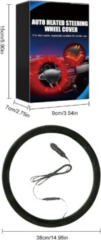 Heated Steering Wheel Cover,15" 12V Steering Wheel Warmer Heated Steering Wheel Protector Cover for Winter Universal,Suitable for Standard Size Cars, Trucks, Vans, SUV1 - Image 9