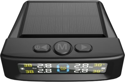 Tire Pressure Monitoring System, Solar Tire Pressure Monitor with 4 External Sensors, Voice Alarm, Real - Time Temperature Pressure Display 0-5 Bar for Car SUV - Dual Charging, - Image 9